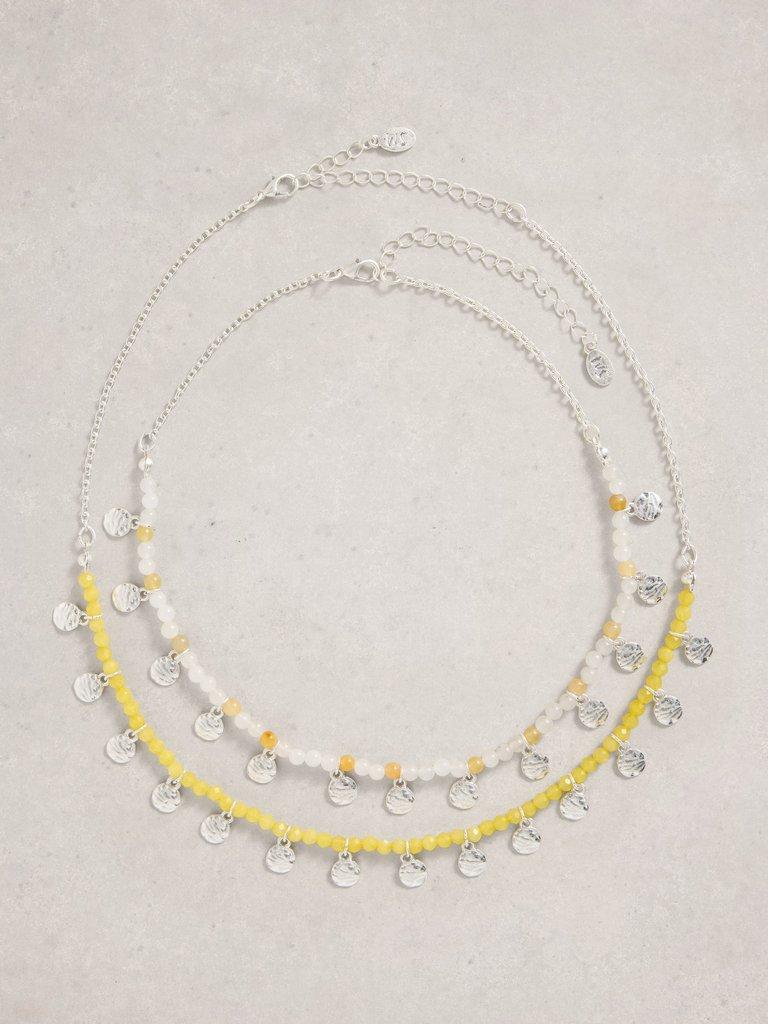 Ella MultiLayer Disk Necklace in LGT YELLOW - FLAT FRONT