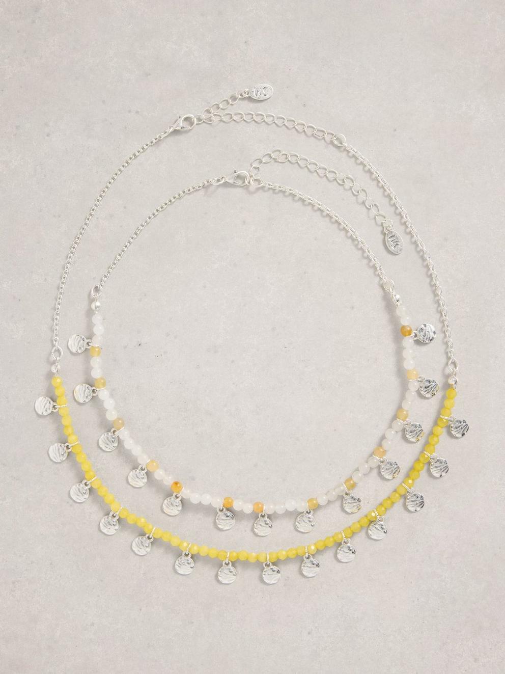 Ella MultiLayer Disk Necklace in LGT YELLOW - FLAT FRONT