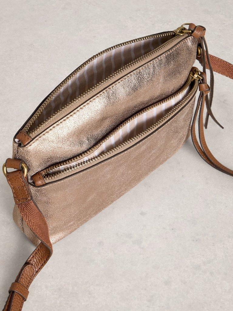 Hollie Mini Crossbody Bag in GLD TN MET - FLAT DETAIL