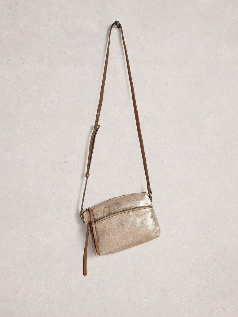 Hollie Mini Crossbody Bag in GLD TN MET - FLAT FRONT