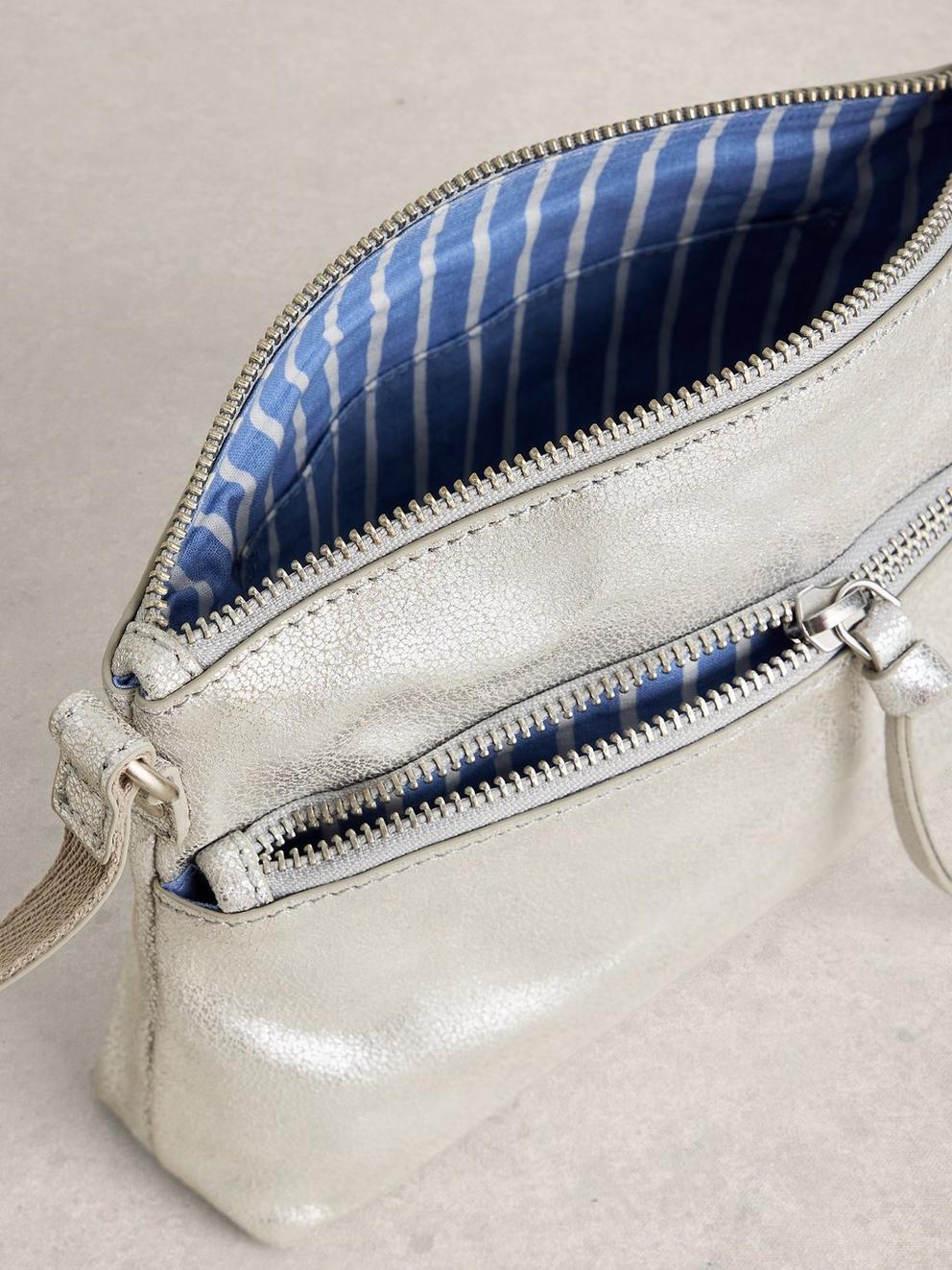 Hollie Mini Crossbody Bag in SLV TN MET - FLAT DETAIL