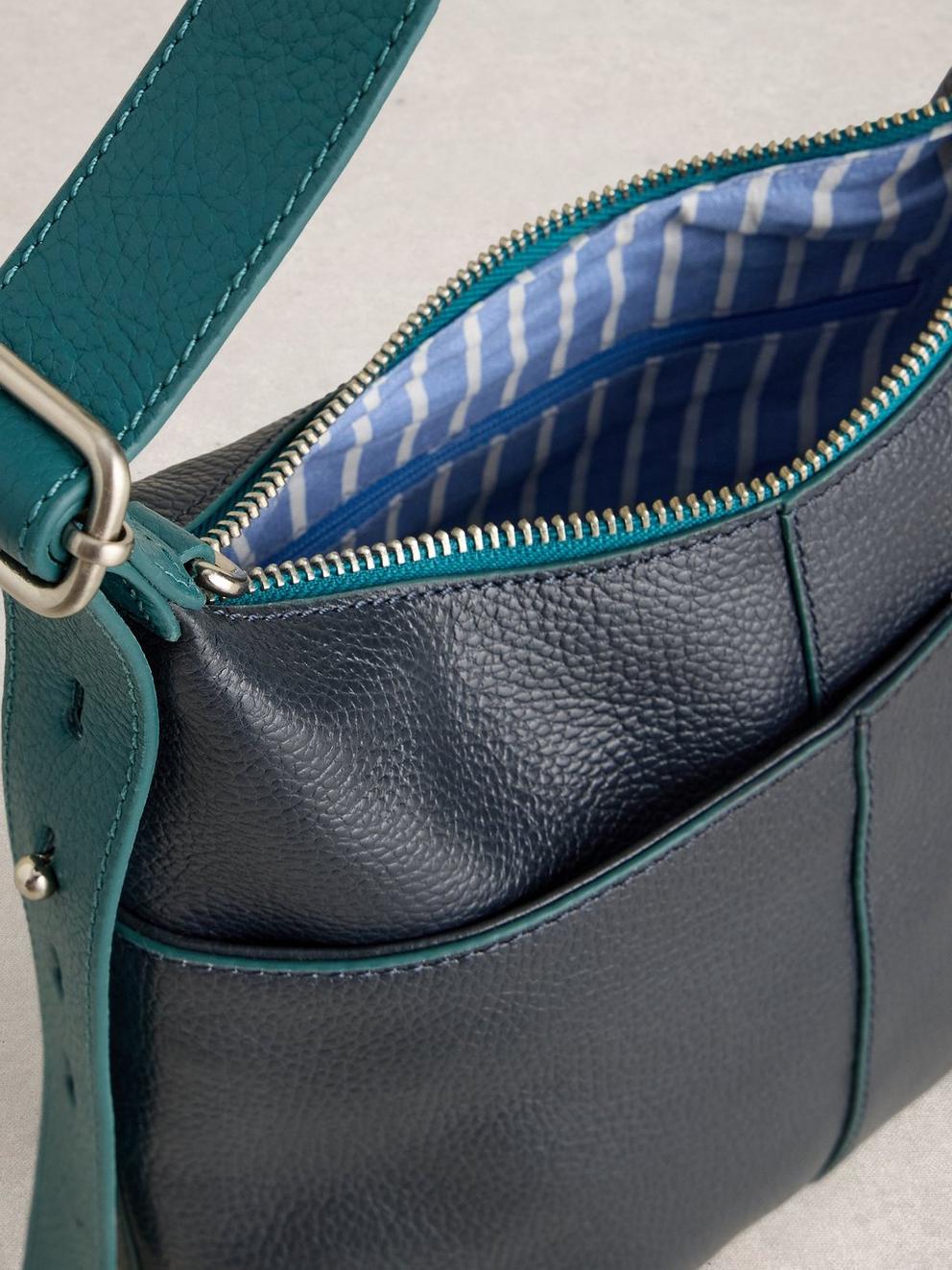 Sophia Mini Leather Crossbody in DARK NAVY - FLAT DETAIL