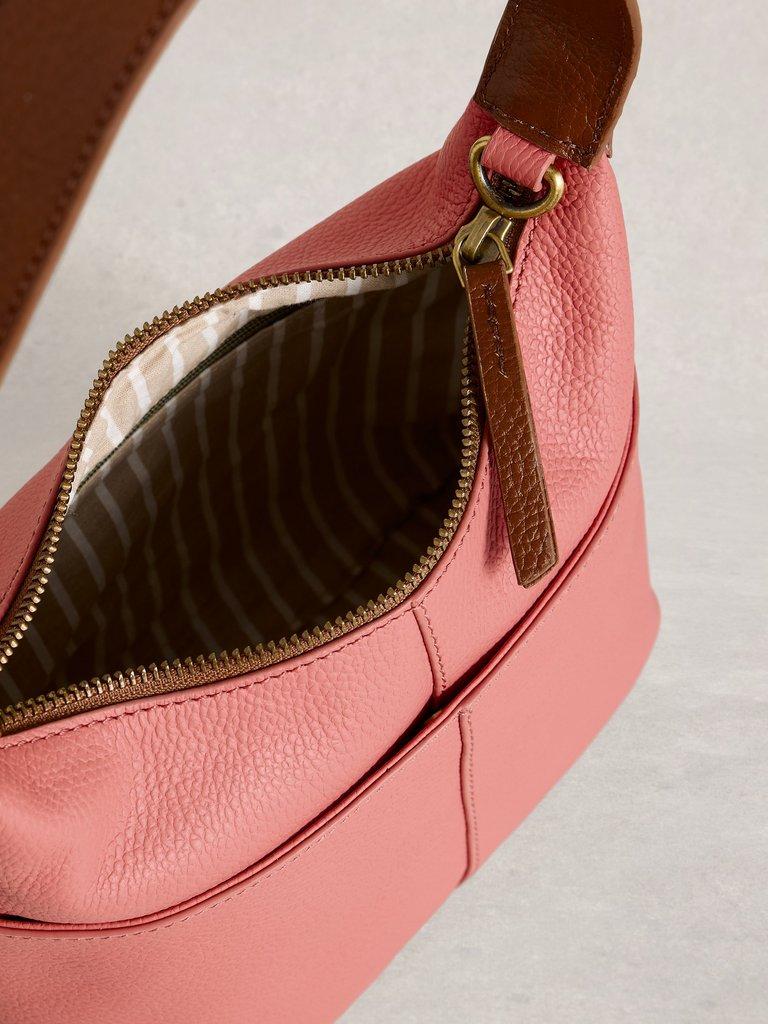 Sophia Mini Leather Crossbody in DUS PINK - FLAT DETAIL