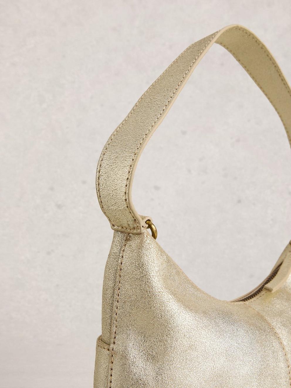 Sophia Mini Leather Crossbody in GLD TN MET - FLAT DETAIL