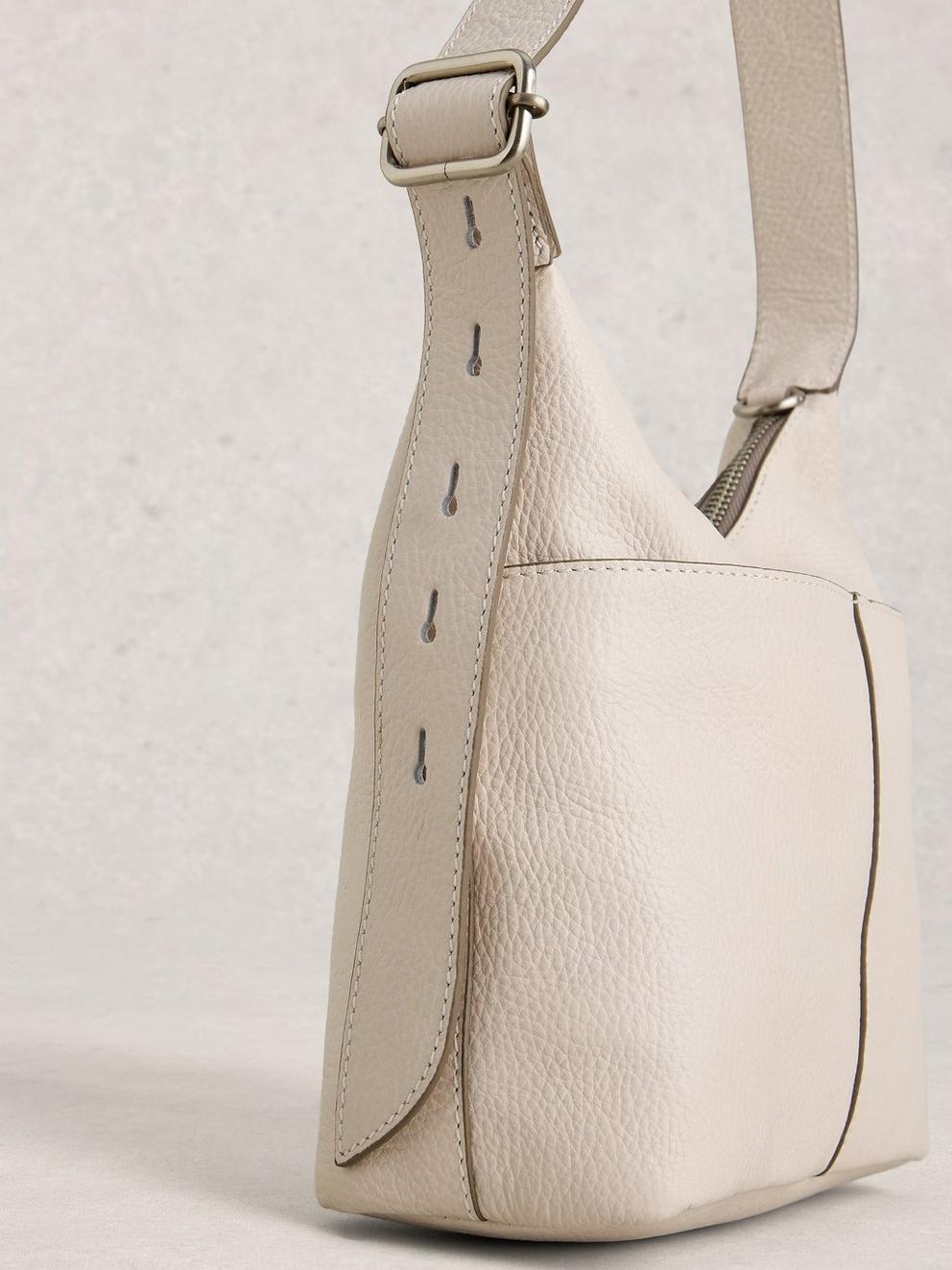Sophia Mini Leather Crossbody in PALE IVORY - MODEL DETAIL