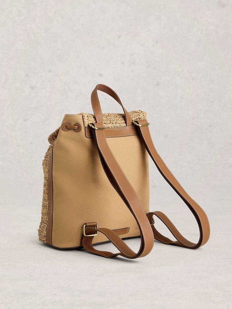 Isabel Button Backpack in LGT NAT - FLAT BACK