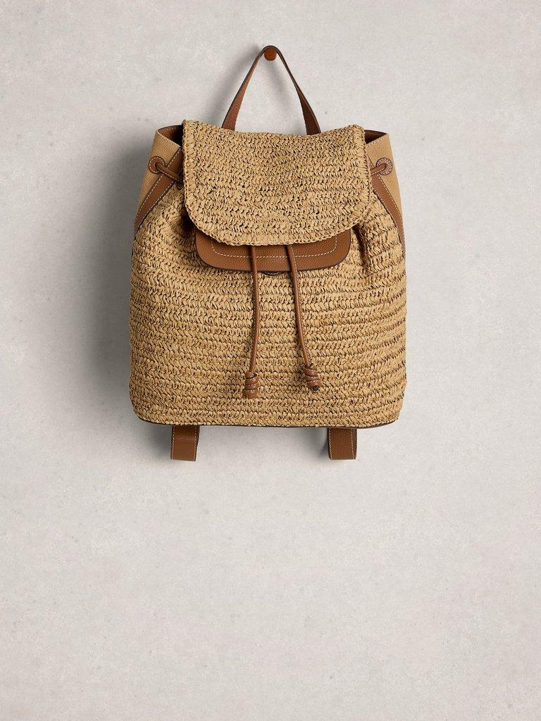 Isabel Button Backpack in LGT NAT - FLAT FRONT