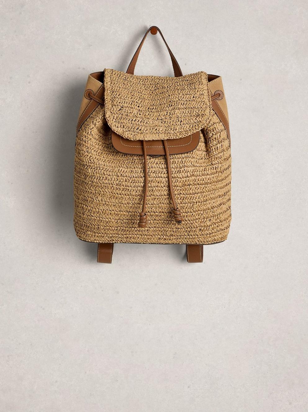 Isabel Button Backpack in LGT NAT - FLAT FRONT