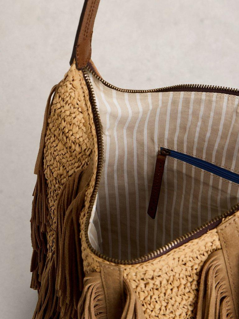 Tara Tassel Shoudler Bag  in LGT NAT - FLAT DETAIL