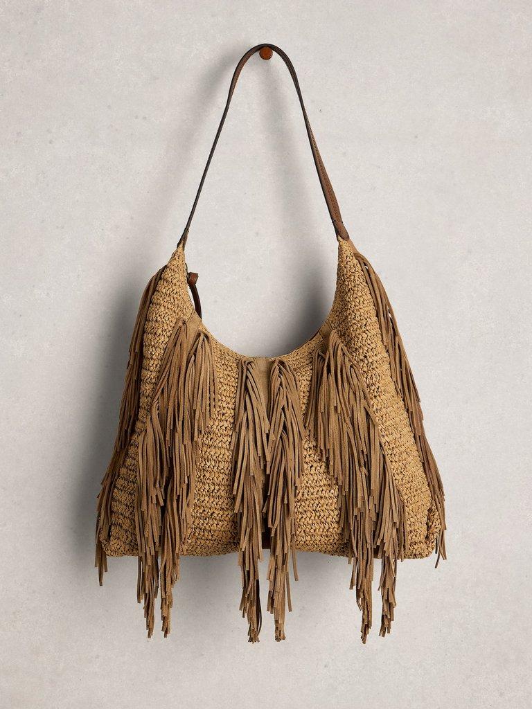 Tara Tassel Shoudler Bag  in LGT NAT - FLAT FRONT