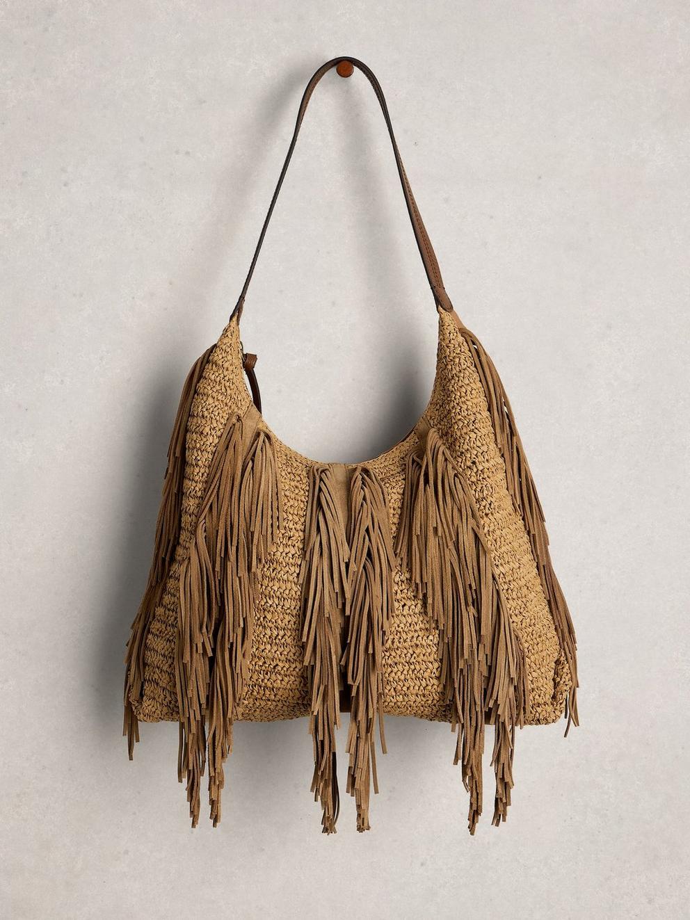 Tara Tassel Shoudler Bag  in LGT NAT - FLAT FRONT