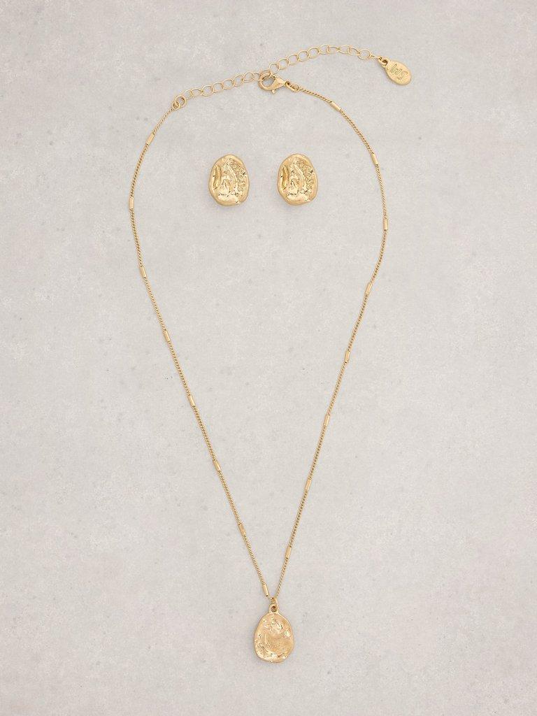 2PK Emmy Necklace and Earring in GLD TN MET - FLAT FRONT