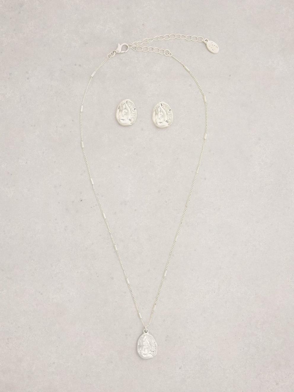 2PK Emmy Necklace and Earring in SLV TN MET - FLAT FRONT