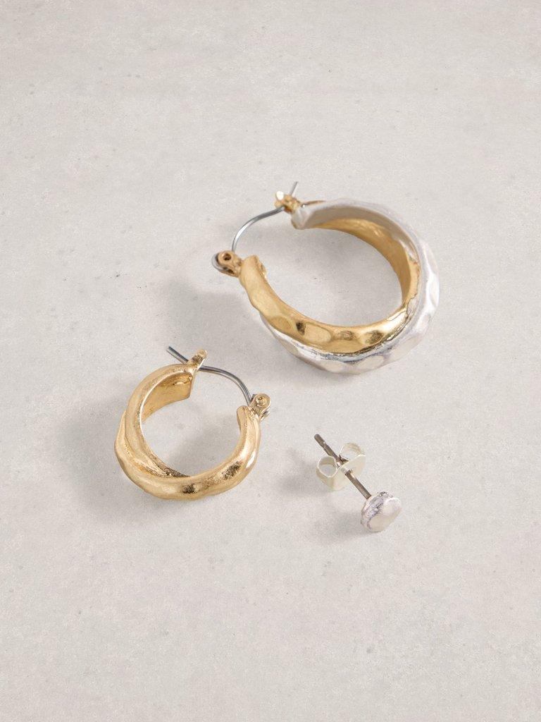 3 PK Tilda Earrings in MIXED MET - FLAT DETAIL