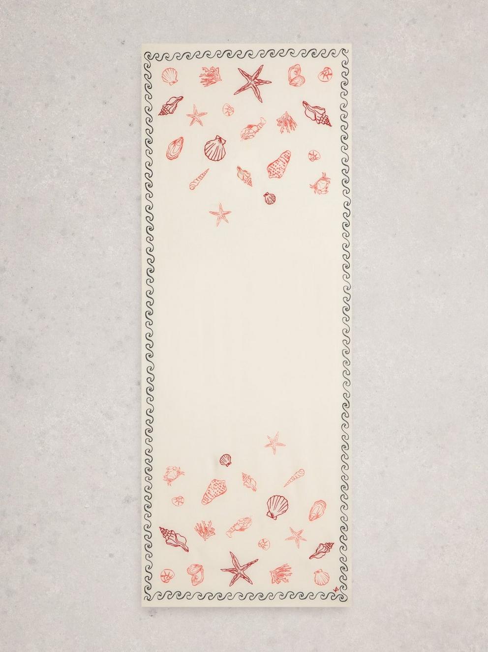 Embroidered Shell Scarf in IVORY MLT - FLAT BACK