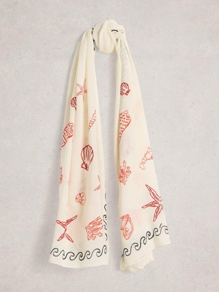 Embroidered Shell Scarf in IVORY MLT - FLAT FRONT