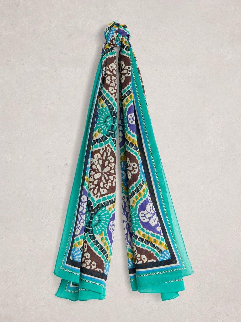 Organic Cotton Beach Scarf in BLUE PR - FLAT FRONT