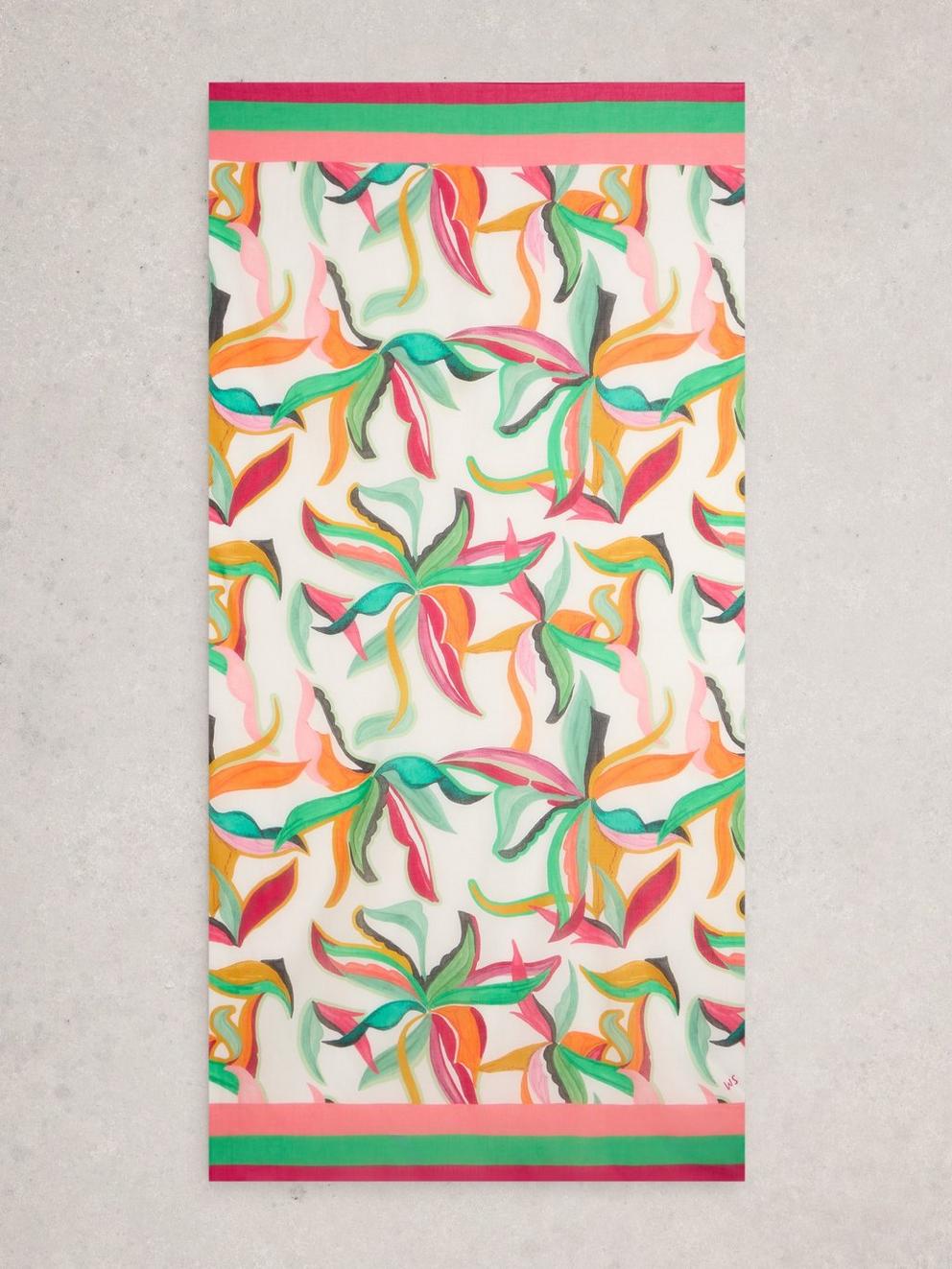 Organic Cotton Beach Scarf in GREEN PR - FLAT BACK