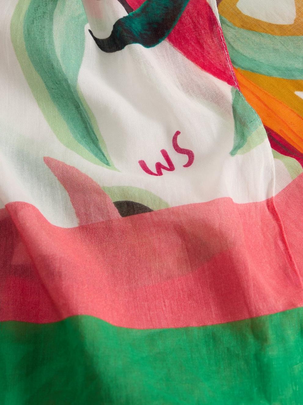 Organic Cotton Beach Scarf in GREEN PR - FLAT DETAIL