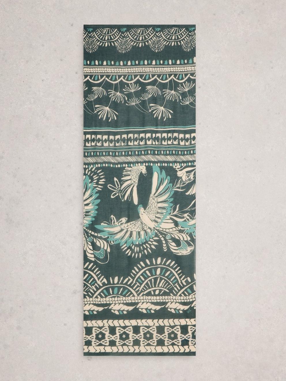 Lily Printed Scarf in GREEN PR - FLAT BACK