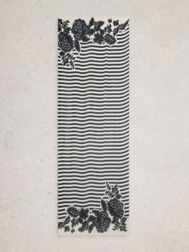 Lily Printed Scarf in NAVY PR - FLAT BACK