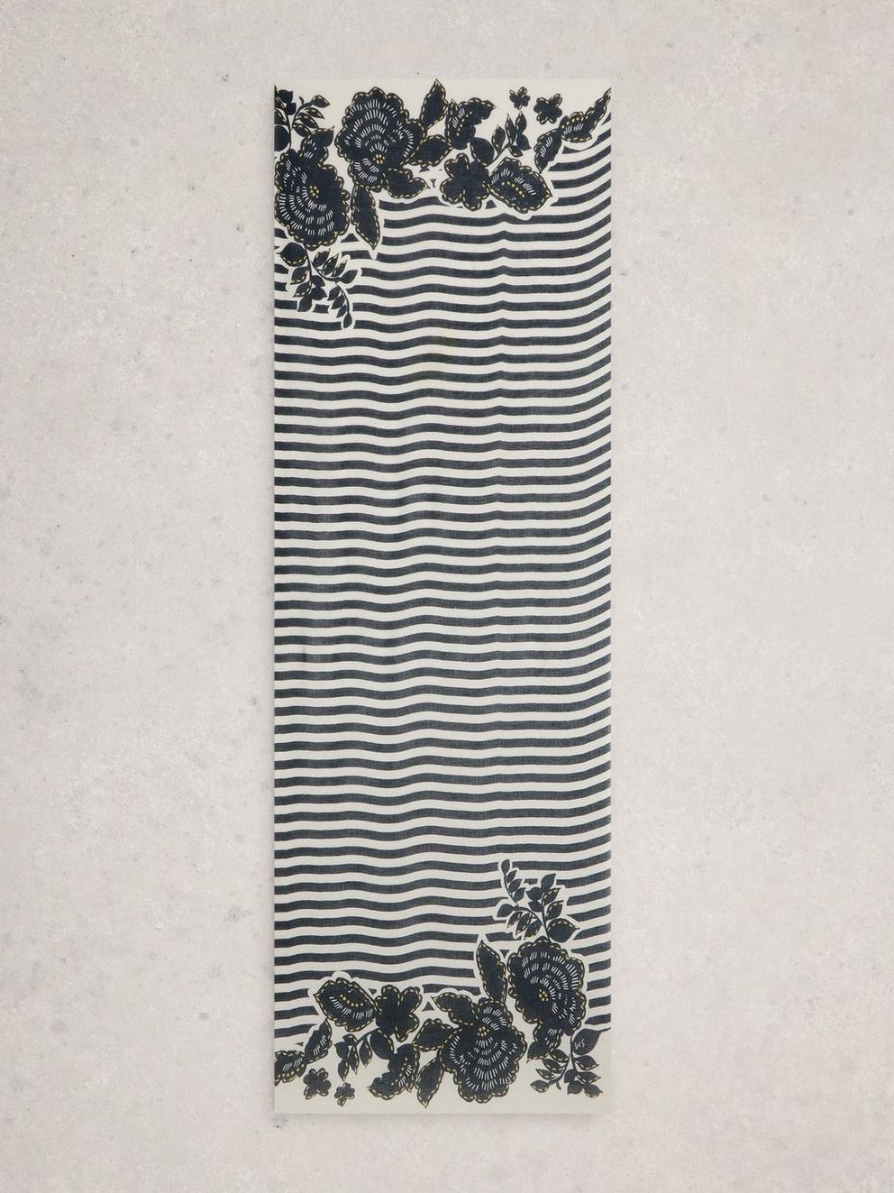Lily Printed Scarf in NAVY PR - FLAT BACK