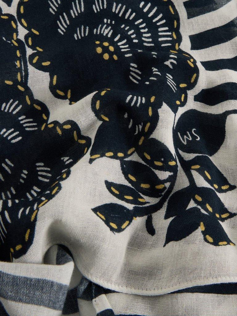 Lily Printed Scarf in NAVY PR - FLAT DETAIL