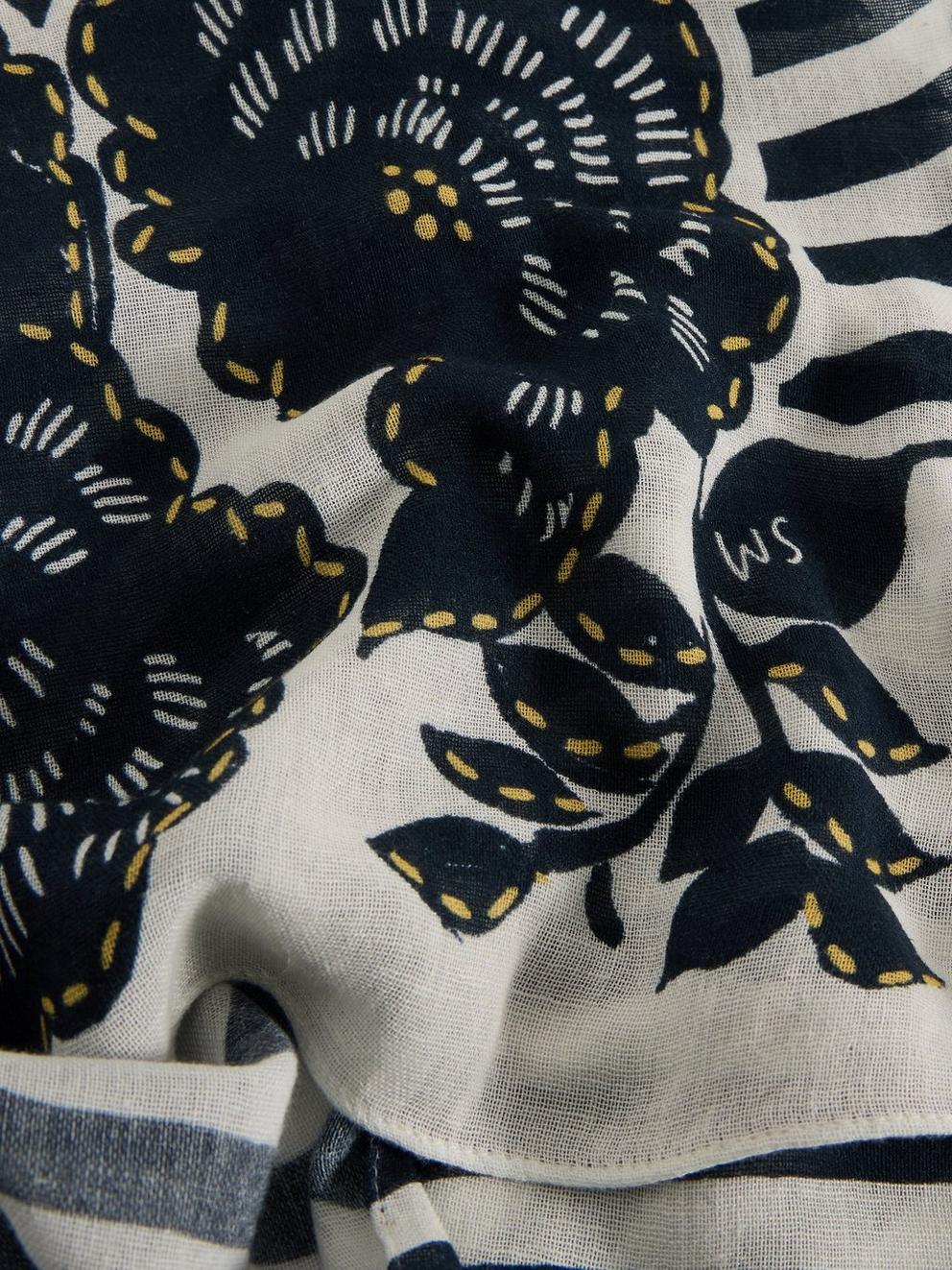 Lily Printed Scarf in NAVY PR - FLAT DETAIL