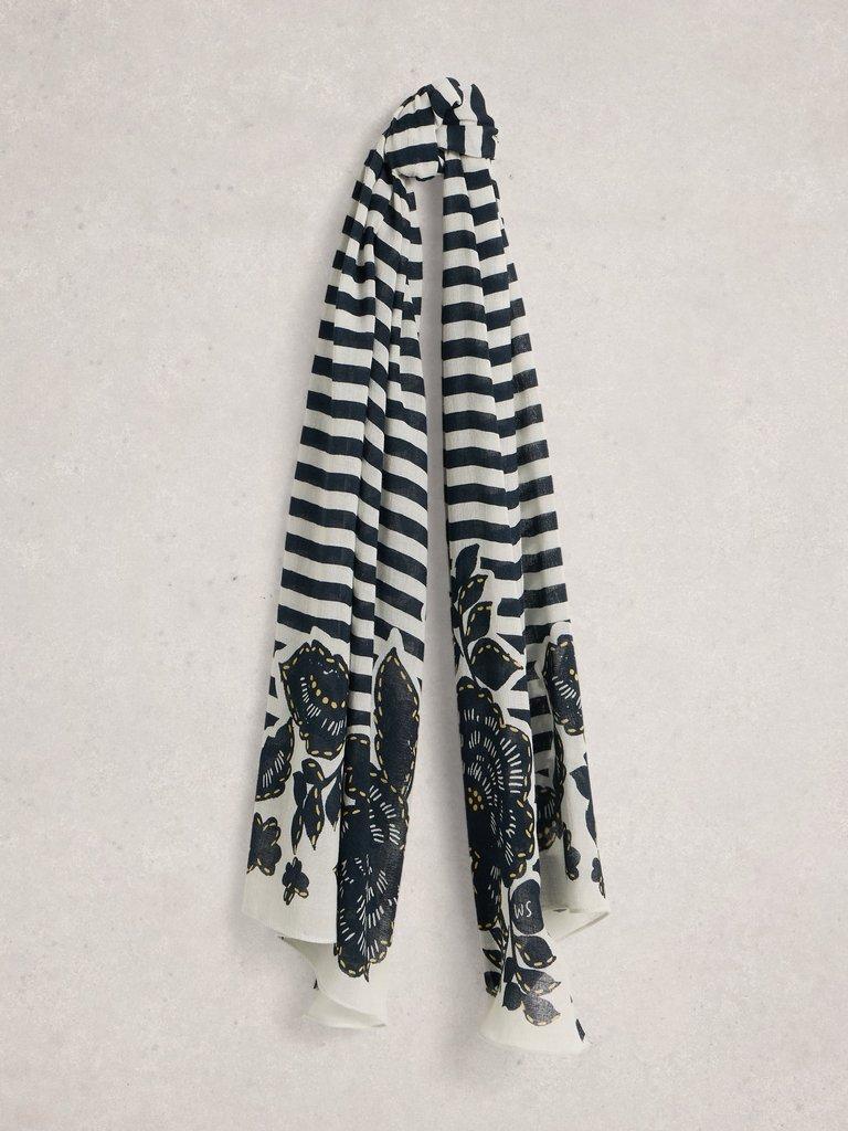 Lily Printed Scarf in NAVY PR - FLAT FRONT