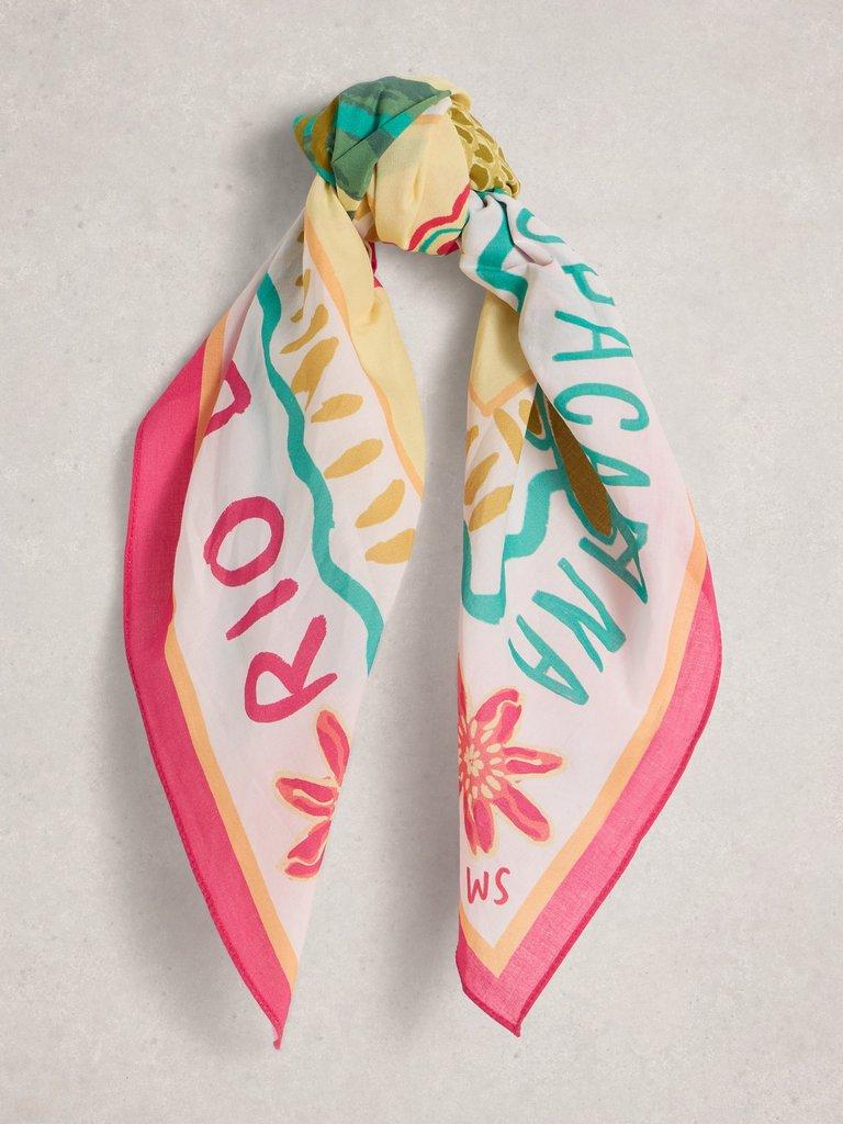 Ellie Square Printed Scarf in GREEN MLT - FLAT FRONT