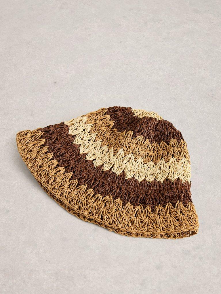 Block Stripe Bucket Hat in BROWN MLT - FLAT DETAIL