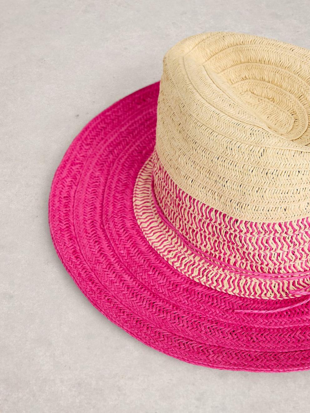Fedora Colour Block in PINK MLT - FLAT DETAIL