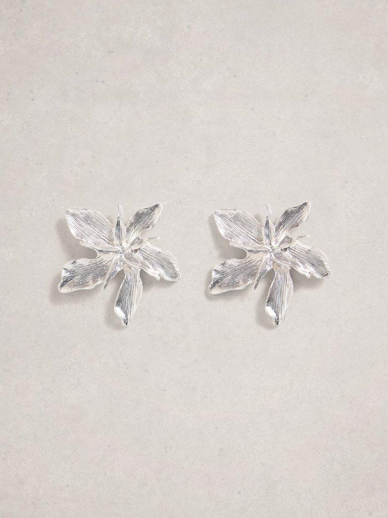 Fleur Stud Earring  in SLV TN MET - FLAT FRONT