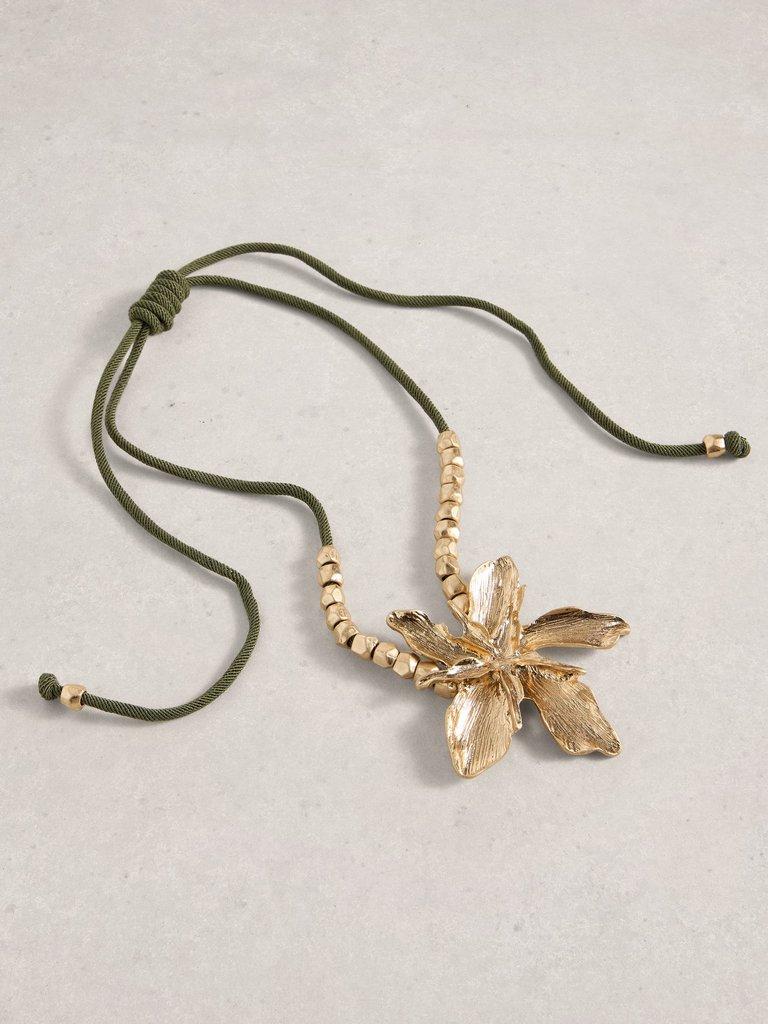 Fleur Cord Necklace in GLD TN MET - FLAT DETAIL