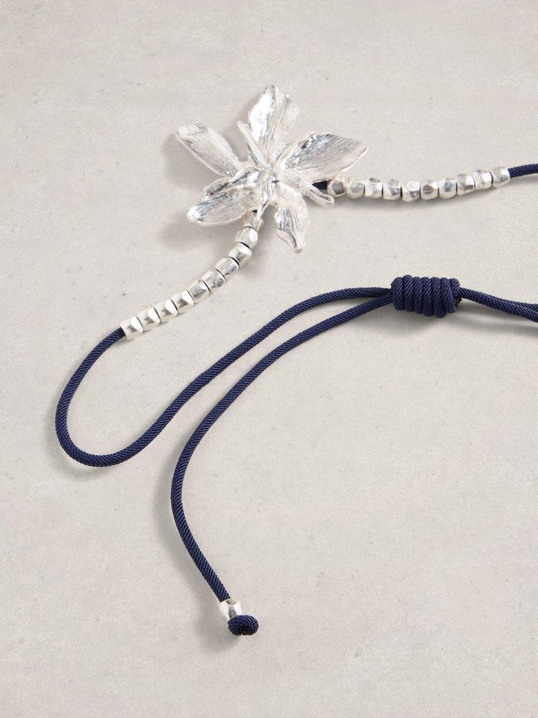 Fleur Cord Necklace in SLV TN MET - FLAT DETAIL