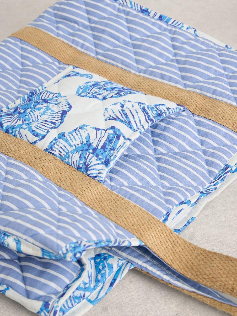 Riley Reversible Tote Bag in BLUE MLT - FLAT DETAIL