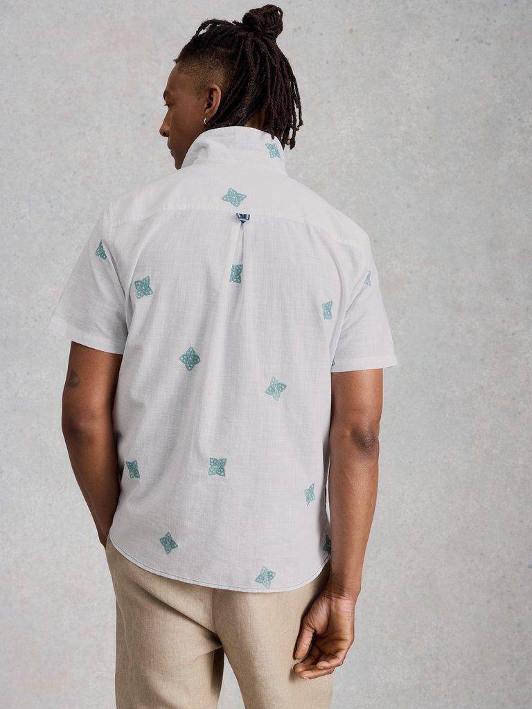 Bourne SS Embroidered Shirt in WHITE MLT - MODEL BACK
