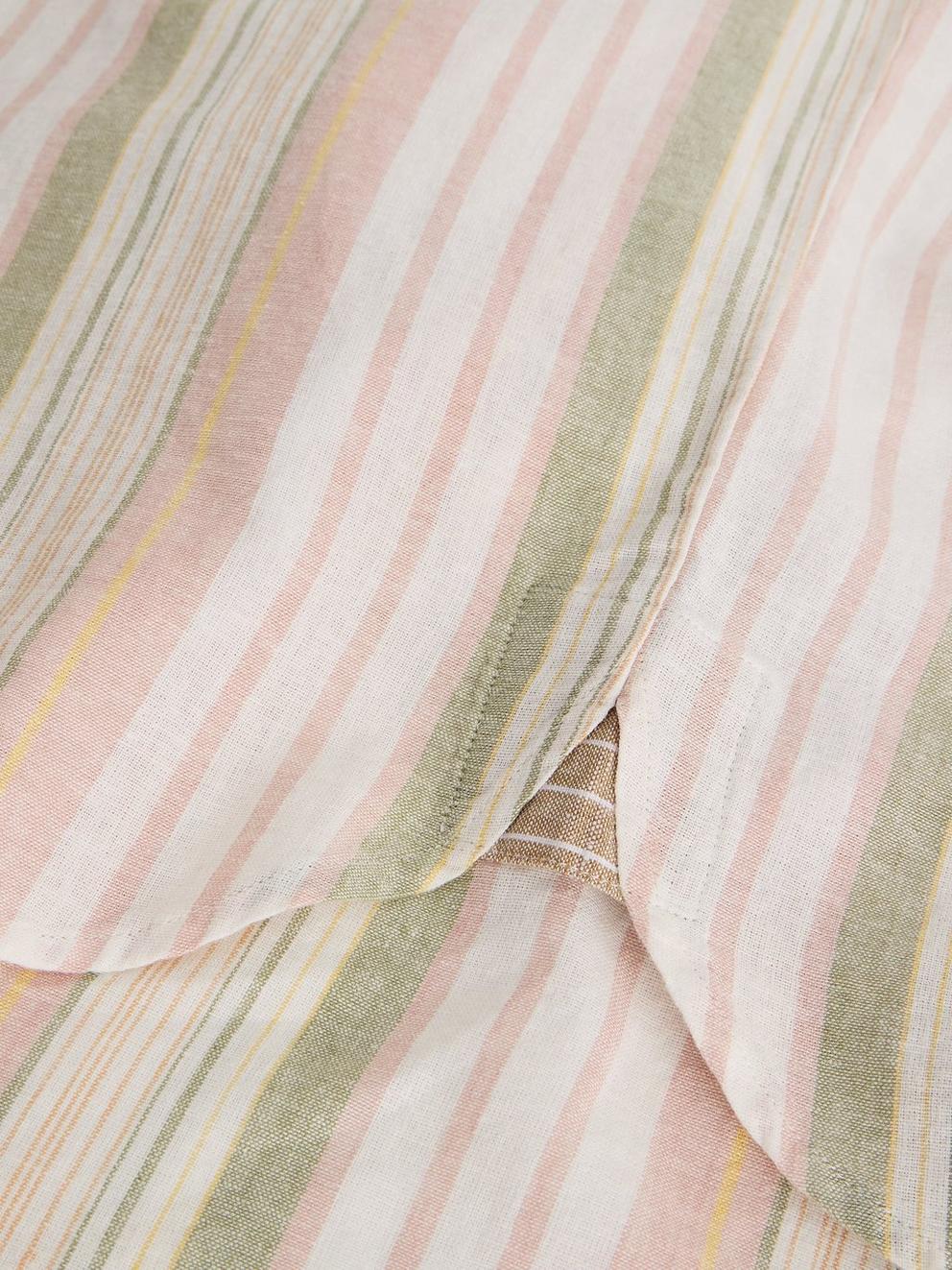 Ely Linen Cotton SS Stripe in ORANGE MLT - FLAT DETAIL