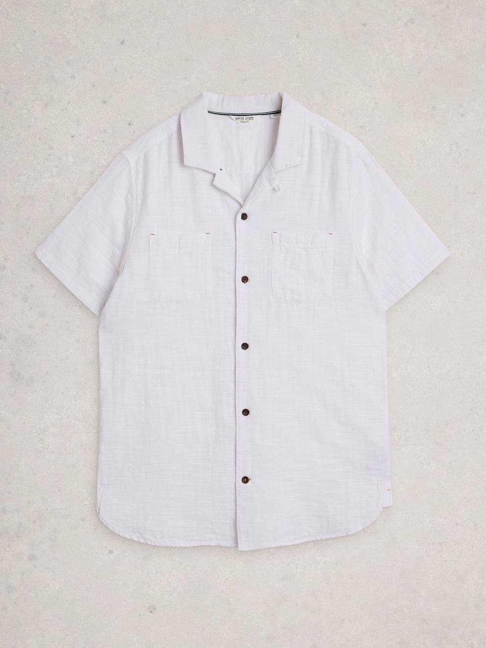 Denny SS Check Shirt in BRIL WHITE - FLAT FRONT