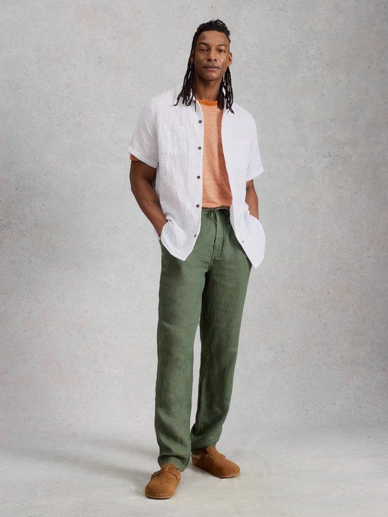 Denny SS Check Shirt in BRIL WHITE - MODEL FRONT