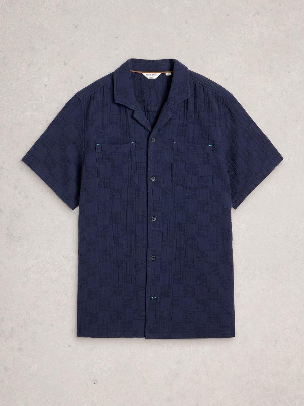 Denny SS Check Shirt in DARK NAVY - FLAT FRONT