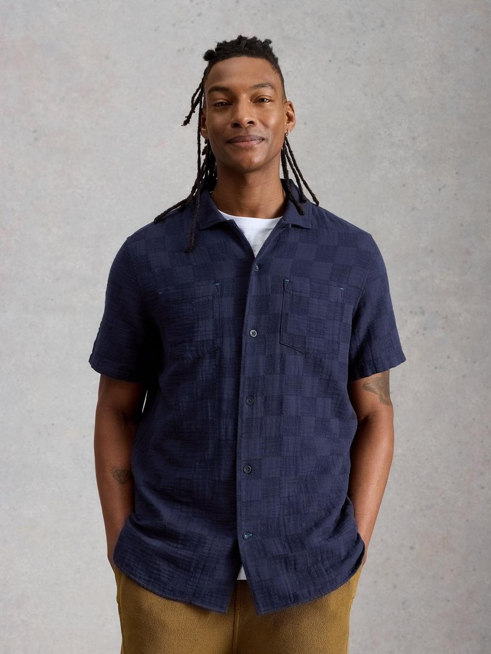 Denny SS Check Shirt in DARK NAVY - LIFESTYLE