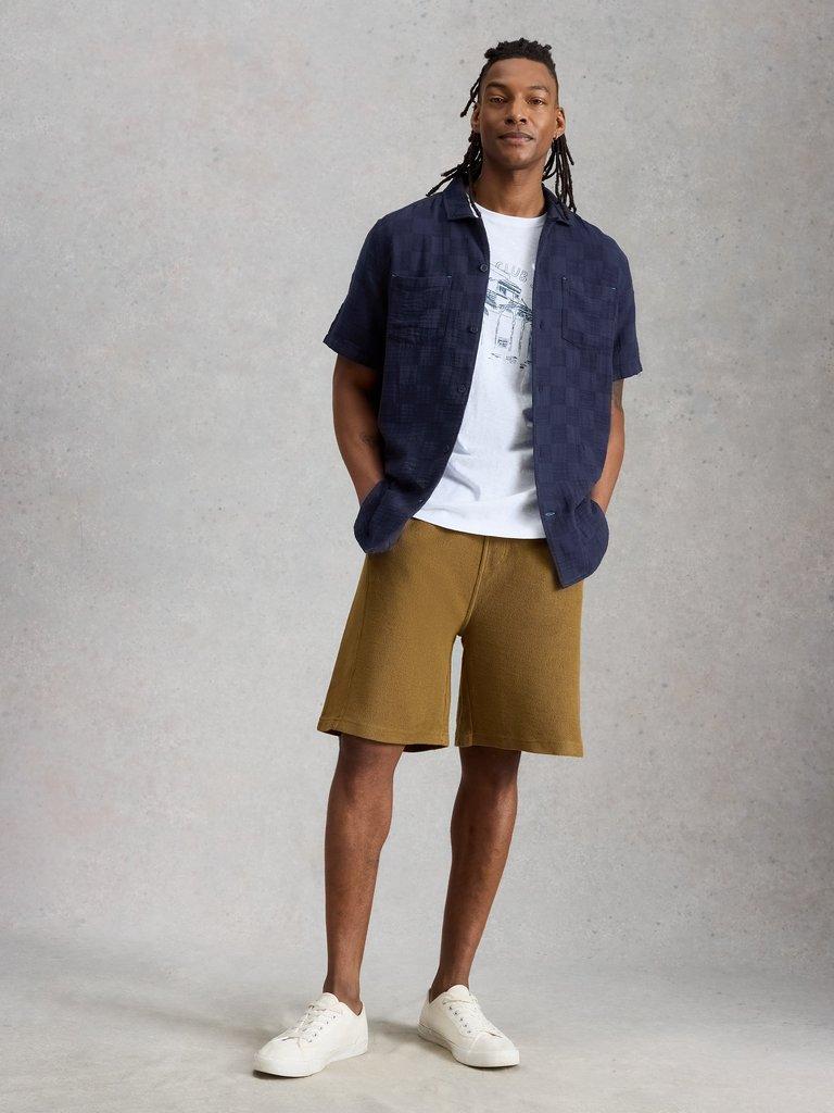 Denny SS Check Shirt in DARK NAVY - MODEL FRONT