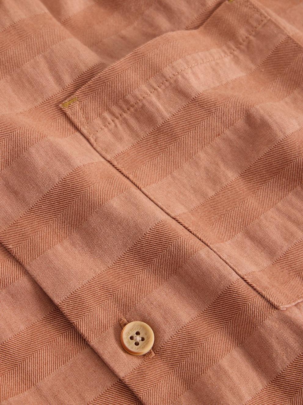 Heywood SS Herringbone Shirt in LGT ORANGE - FLAT DETAIL