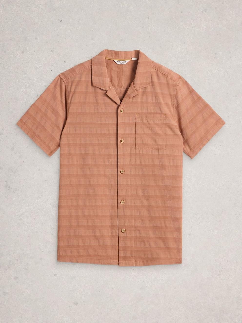 Heywood SS Herringbone Shirt in LGT ORANGE - FLAT FRONT