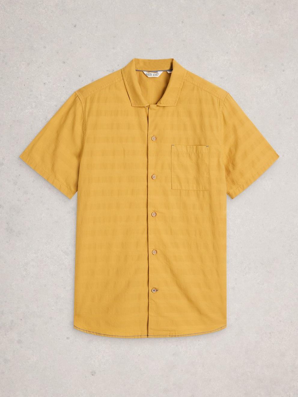 Heywood SS Herringbone Shirt in MID YELLOW - FLAT FRONT