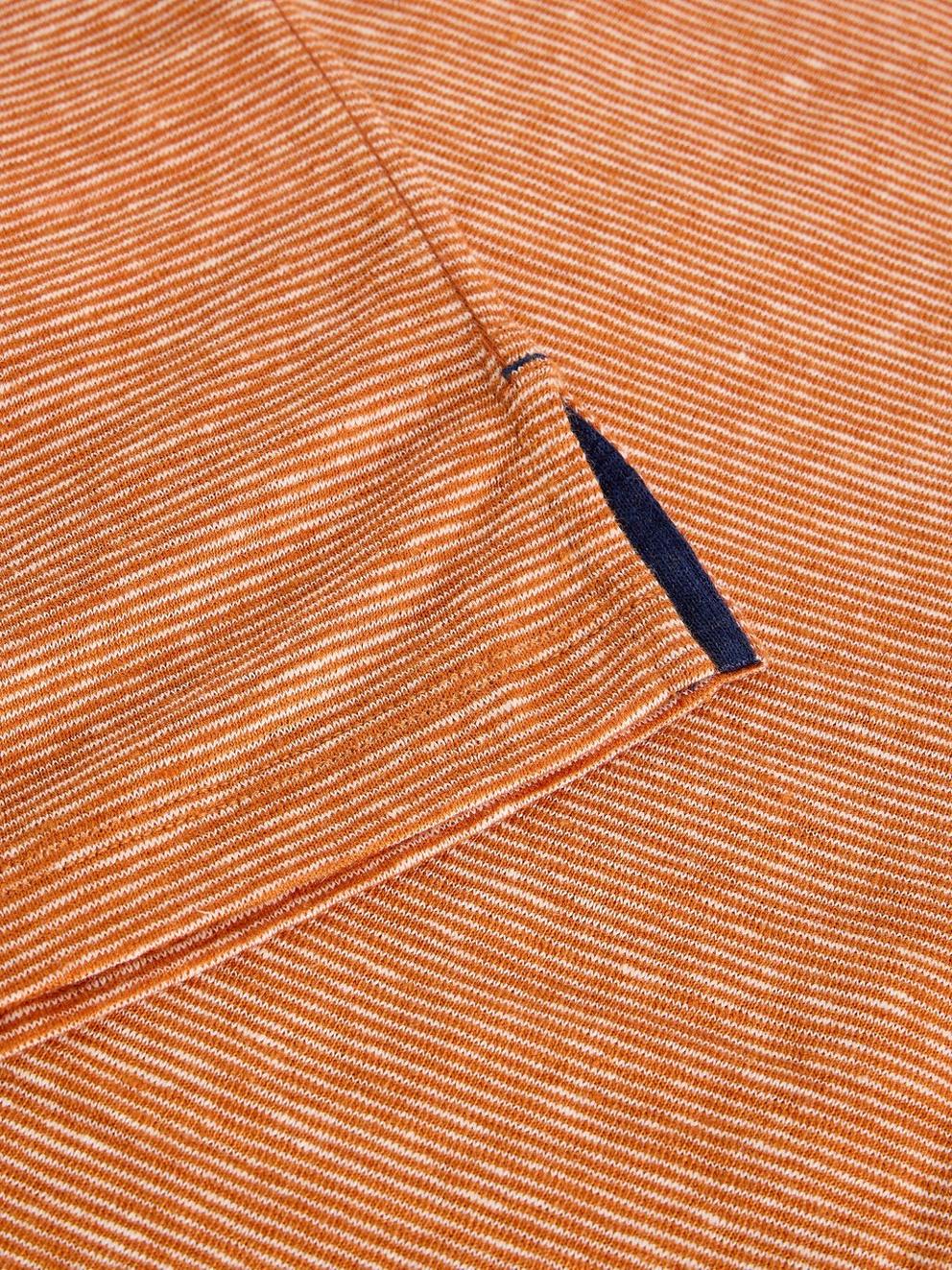 Abersoch Stripe Linen Tee in ORANGE MLT - FLAT DETAIL