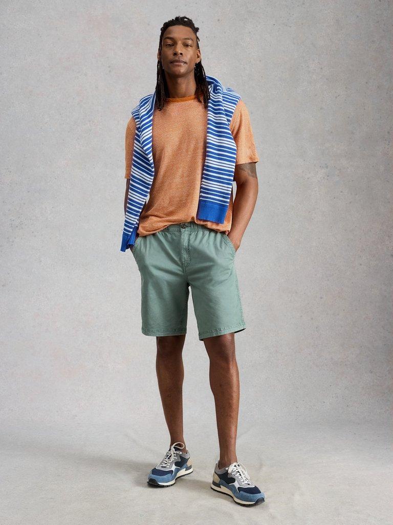 Abersoch Stripe Linen Tee in ORANGE MLT - MODEL FRONT