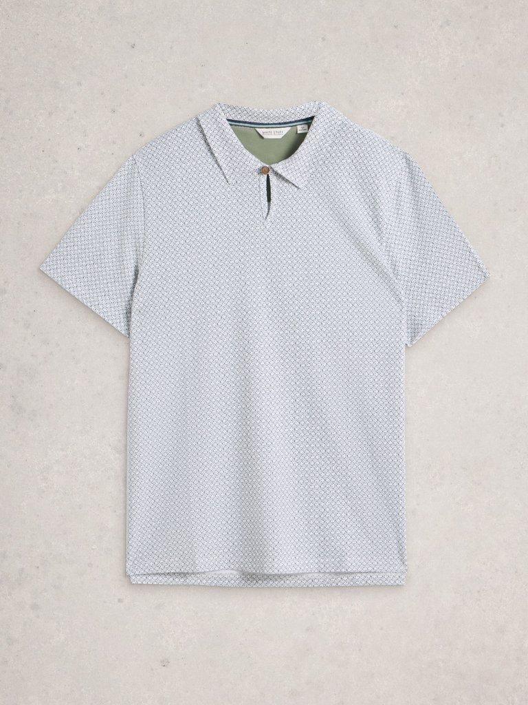 Geo Print Polo in GREEN PR - FLAT FRONT