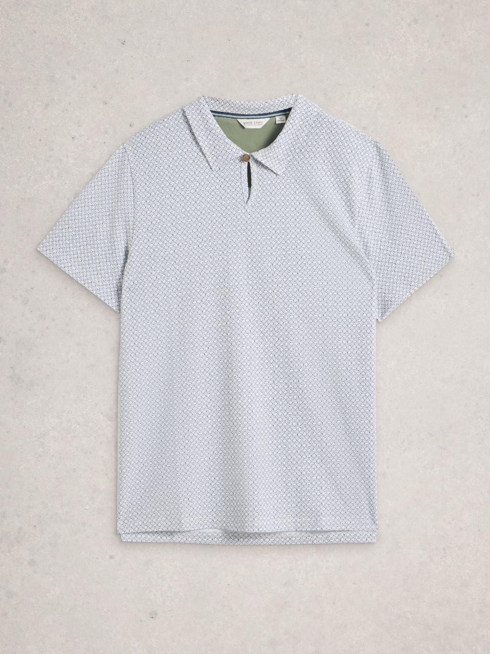 Geo Print Polo in GREEN PR - FLAT FRONT